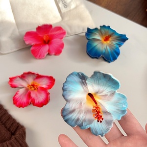 BELLE WORLD Pince à cheveux haut de gamme personnalisable <span class=keywords><strong>en</strong></span> PVC, <span class=keywords><strong>style</strong></span> nouveau, avec fleur artificielle faite à la main, pour chignons féminins - Product Image 3