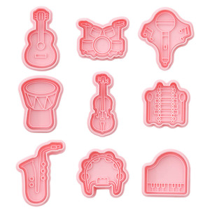 Ensemble de découpoirs à biscuits en forme d'instruments de musique, <span class=keywords><strong>guitare</strong></span>, batterie, dessin animé 3D, moule à biscuits DIY - Product Image 5