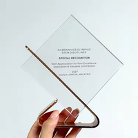 Trophée en cristal transparent personnalisé avec support métallique pour récompenses événementielles