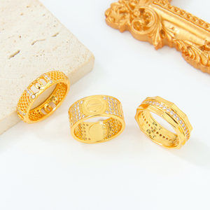 Elegant 21k Gold Plated Bridal Jewelry <b>Rings</b> Pearl <b>Turquoise</b> Zircon Inlay Vintage Wedding <b>Ring</b> for Women Gifts - Product Image 2