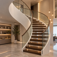 Escalier Courbé de Luxe Moderne pour Villa Haut de Gamme, Conception en Collaboration avec des Designers, Vente Directe Usine