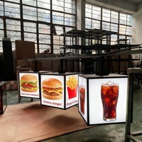 Panneau de menu rotatif personnalisé à 4 faces, boîte lumineuse publicitaire extérieure résistante à la pluie avec affiches amovibles pour restaurants et cafés