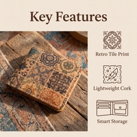 Portefeuille en Bois de Liège pour Hommes Compact à Deux Plis avec Poche à Monnaie Logo Personnalisé à Porter dans la Poche Avan