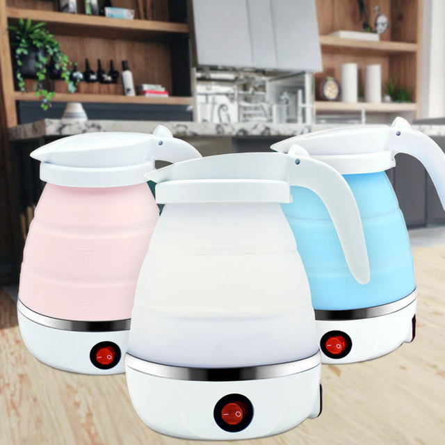 Portable Double-Layer Automatic Power-Off Mini Folding Silicone Electric Kettle 600ml Temperature Control Cordless Design