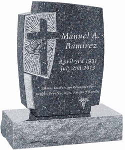 Gothic Cross Carving Tombstone Upright Headstone Black Grey Granite American Style Tombstone And Monument With Gold Paint - Product Image 3
