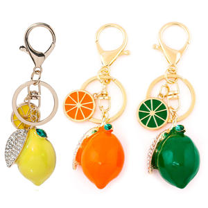<span class=keywords><strong>พวง</strong></span>กุญแจผลไม้3D เลมอนจี้คริสตัลไรน์สโตนพวงกุญแจสำหรับกระเป๋ารถปาร์ตี้งานแต่งงานของขวัญของสะสม - Product Image 1