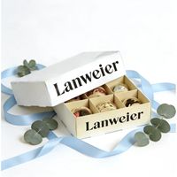 Scatola Regalo per Profumo di Lusso Personalizzata Lanweier, Riciclabile e Resistente, con Design a Conchiglia, Logo Stampato a Caldo, Manico e Fiocco in Nastro