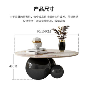Italian Style Marble Coffee <b>Table</b> Round Stainless Steel Base Living Room <b>Sofa</b> Side <b>Table</b> Modern Design - Product Image 5