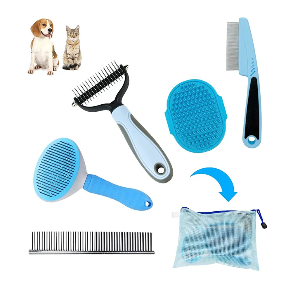 5 In 1 Trim Debatting Hair Kam Set Hondenborstel Kit Voor Kleine Honden