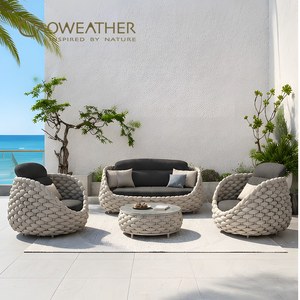 Canapé d'extérieur moderne <span class=keywords><strong>en</strong></span> corde, trois places, mobilier de <span class=keywords><strong>jardin</strong></span>, cadre <span class=keywords><strong>en</strong></span> aluminium, <span class=keywords><strong>rotin</strong></span> <span class=keywords><strong>tressé</strong></span>, <span class=keywords><strong>salon</strong></span> pour villa, hôtel - Product Image 1