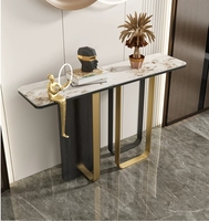 Console d'entrée moderne en marbre de luxe italien, table murale minimaliste pour couloir avec dalle de pierre pour salon