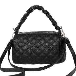 Sac à main carré petit format en cuir matelassé noir à motif losanges An Ru Shi, sac bandoulière pour usage quotidien - Product Image 5