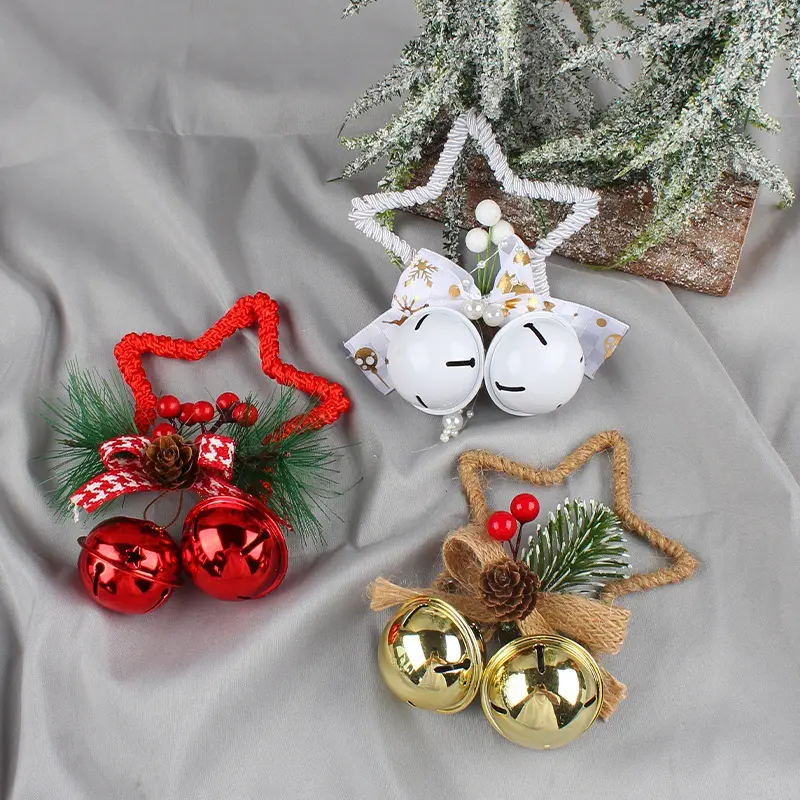 3 Color Christmas Pentacle Bells Pendant Red Big Bell Party Tree Bell Decoration For Hanging Christmas Ornament