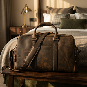 Full Grain <b>Leather</b> Large Capacity PVC Travel Carry on <b>Bag</b> Weekender Overnight Gym Sports Luggage <b>Duffle</b> <b>Bag</b> Unisex - Product Image 3