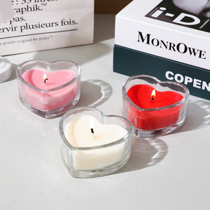 Bougie parfumée en verre en forme de cœur 230g, bougie votive artisanale en cire mélangée pour la Saint-Valentin, mariage, décoration intérieure, aromathérapie - Product Image 1