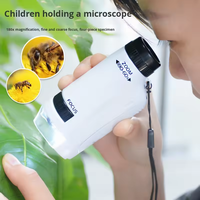 Science Discovery Adventure Kids Portable HD Optical Microscope, Handheld Mini Educational Gear for Primary Secondary Students
