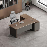 Bureau de direction modulaire ergonomique minimaliste en bois grainé en forme de L, table de bureau en MDF écologique avec rangement, pour usage commercial
