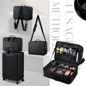 Large <b>Makeup</b> Bag Professional <b>Makeup</b> Train Case Portable Cosmetic Storage Travel Backpack <b>Box</b> Salon Barber Carrying Bags - Product Image 3