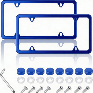 Cadre de <span class=keywords><strong>plaque</strong></span> <span class=keywords><strong>d</strong></span>'<span class=keywords><strong>immatriculation</strong></span> en acier inoxydable, spécifications américaines, avec trous carrés et bords fins, comprenant des vis et une clé, taille américaine - Product Image 6