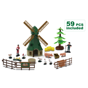 Juego de simulación de alta simulación modelo en miniatura DIY plástico 63 Uds Casa de granja juguete con figuras de animales personajes valla de granjeros - Product Image 4