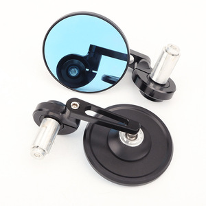 Espejo Retrovisor lateral Retro azul pequeño para <span class=keywords><strong>Cafe</strong></span> <span class=keywords><strong>Racer</strong></span> Universal Bar End motocicleta nueva condición vidrio aleación de aluminio - Product Image 4