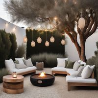 Table de foyer extérieure de luxe avec plateau en marbre - Essentiel élégant pour les dîners en plein air et les soirées sur la terrasse