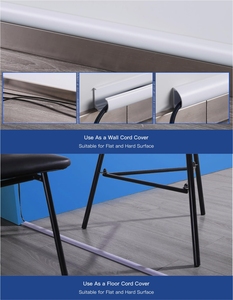 No.4 40mm/1.57 "W largeur extérieure gris en plastique Pvc <span class=keywords><strong>câble</strong></span> goulotte couvercle de cordon de <span class=keywords><strong>sol</strong></span> avec support <span class=keywords><strong>adhésif</strong></span> électrique décoratif - Product Image 6
