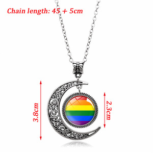 En gros Gay Pride Bijoux Cabochon Cristal Croissant de <span class=keywords><strong>Lune</strong></span> Arc-En-Ciel Lgbt Pendentif <span class=keywords><strong>Collier</strong></span> 2021 Arc-En-Ciel <span class=keywords><strong>Collier</strong></span> Ras Du Cou - Product Image 4
