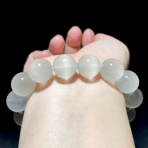 Pulsera de Cristal Natural, Cristal de Roca, Opalo Shunfa con Rutilo, para Hombre y Mujer, Blanca, Imagen Real - Product Image 2