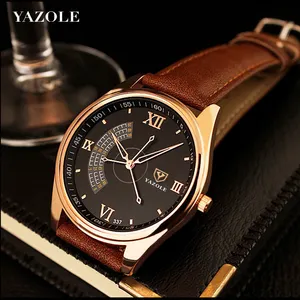 Yazole D 337 Hot Selling Quartz Mannen Horloge Custom Private Label Horloge Luxe Relojes Fabriek Mannen Horloges 2020 Zwart Lederen