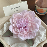 Pasador de Pelo con Flor de Té de Montaña y Peonía, Estilo Playero, Pinza de Pelo con Forma de Pico de Pato, Flor de Huevo, 10 cm, Accesorio