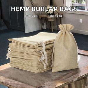 High Quality Custom Hemp Jute Hessian Drawstring <strong>Sack</strong> Small Striped Pattern Burlap Wedding Favors Gifts Shoulder Shopping Bags - Product Image 2