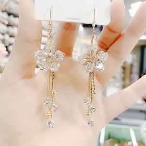 Fashionable Trendy Men's Crystal Rhinestone Charm Flower Tassel <b>Hook</b> Luxury High Long Slimming Silver Plated Rose Gold Plated - Product Image 2
