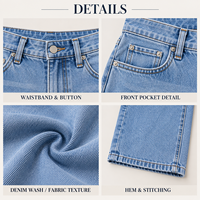 Jean droit jacquard délavé clair pour femme, taille haute, longueur cheville, avec poches, idéal pour le shopping et le style urbain