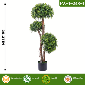 Albero Topiario Artificiale in Plastica <span class=keywords><strong>a</strong></span> Tre Sfere, Resistente ai Raggi UV, Ecologico, in Vaso, per Paesaggistica e Interni - Product Image 4