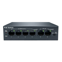 Switch PoE Gigabit SFP de 4 Puertos con Protección contra Rayos de 4KV, Cámaras de Seguridad IP Administradas, Fuente de Alimentación de 52V 48W, Almacenamiento de 18TB