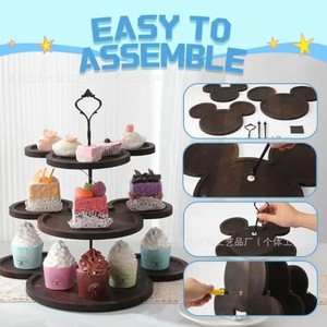 Wooden Cupcake Rack <b>3</b> <b>Tier</b> Round Durable <b>Cake</b> <b>Stand</b> For Wedding Party Dessert Display - Product Image 3