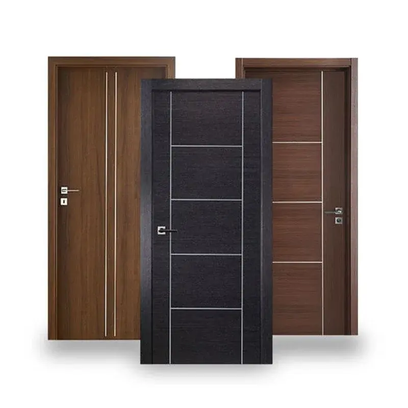 Puerta de madera de MDF de chapa de dormitorio Interior de alta calidad Diseños modernos de puertas de madera maciza de nogal