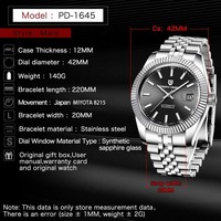 Montre mécanique pour homme PAGANI DESIGN PD-1645 V3, verre saphir, automatique, 42 mm, acier inoxydable, pour homme, Reloj Hombr