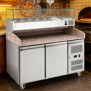 Station de préparation de salades et pizzas en acier inoxydable commercial, vitrine <span class=keywords><strong>réfrigérée</strong></span> pour salades et pizzas pour magasin - Product Image 6