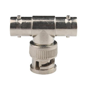 Adaptador de conector coaxial BNC <span class=keywords><strong>macho</strong></span> a 2 hembra, <span class=keywords><strong>enchufe</strong></span> de latón tipo T <span class=keywords><strong>Triple</strong></span> T para uso de energía, divisor UHF y Cable coaxial - Product Image 2