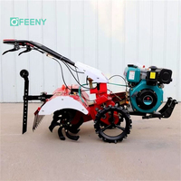 Mini-motoculteur diesel 4x4 avec rotavator avant, décompacteur de sol, cultivateur à fossés, moteur et boîte de vitesses – Haute sécurité
