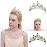 Mahkota Rhinestone Baroque Grosir ODM untuk Ratu, Mahkota Kontes Besar yang Elegan dan Berkilau, Coronas, Aksesoris Berlian