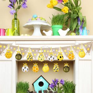 เครื่องประดับแขวนรูปผึ้งลูกบอลรังผึ้งสีเหลืองสีดำสำหรับงานเลี้ยงวันหยุด - Product Image 5