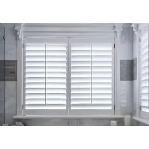 2024Hot Sell Wooden Plantation PVC Shutters Blinds for Windows Bifold Louver Shutters Interior Sliding Door