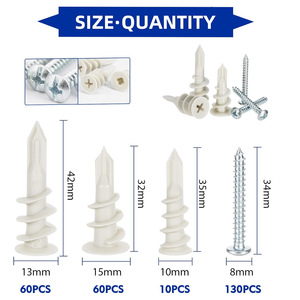 Plastic Drywall Anchors Self Drilling Hollow Wall Anchors with Screws Assortment Kit 260 Pieces Metric Size X0037RK9PF - Product Image 4