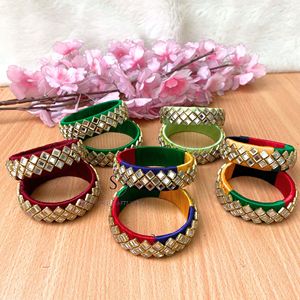 Brazaletes Kundan de seda multicolor de calidad superior roscados Tilak y patrón floral brazaletes de hilo de seda Kundan para niñas - Product Image 2