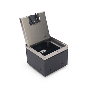 Caja de Piso Eléctrica de Acero Inoxidable con Salida de Cable Autoblocante y Tomas de Corriente Dobles - Product Image 4