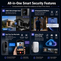 Sonnette sans fil Tuya Smart 1080P à faible consommation et longue autonomie, solution sans code, conception de carte PCBA intégrée matériel-APP-Cloud