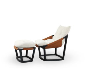 Dormitorio Sala de estar Cómodo Sillín naranja Microfibra Madera Cuero Ocio Sillón <span class=keywords><strong>con</strong></span> reposapiés - Product Image 1